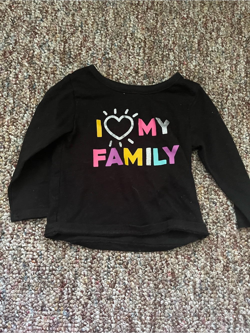 Garanimals Black Long-Sleeve Top with Colorful "I ♥ MY FAMILY" Graphic